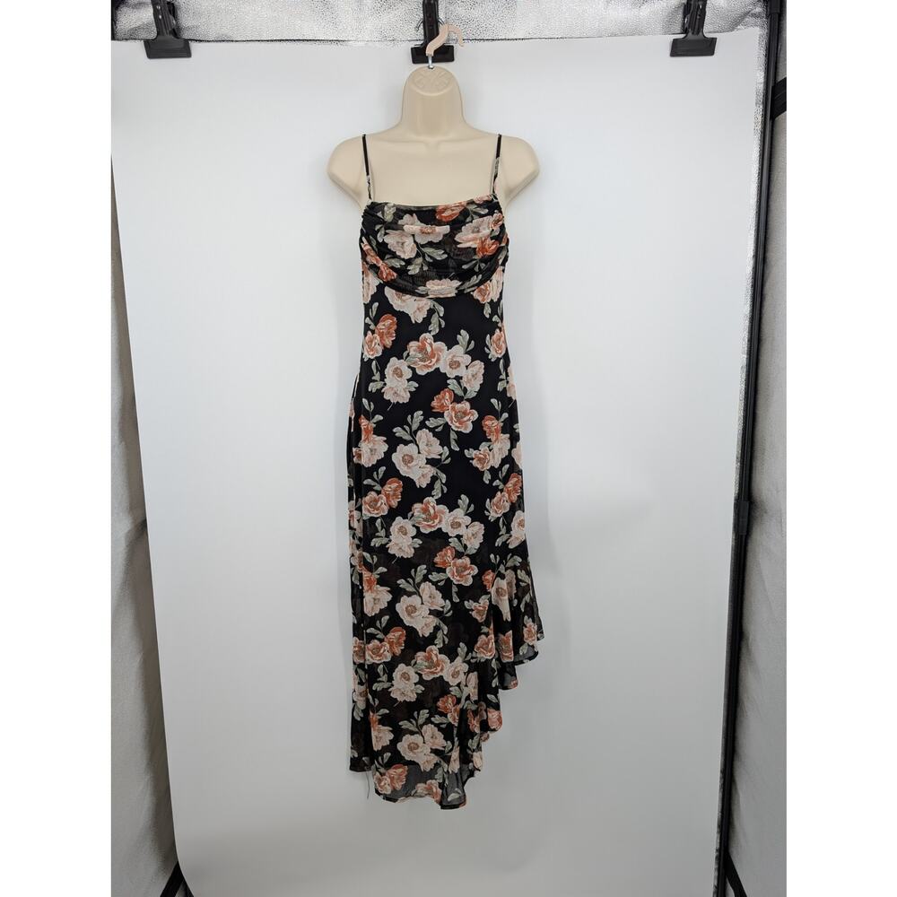 Black Floral 90s Y2K Babydoll Waterfall Hem Whisigoth Dark Romantic Fairy Dainty